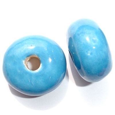 CE111 26x15mm Turquoise Fat Ceramic Donut