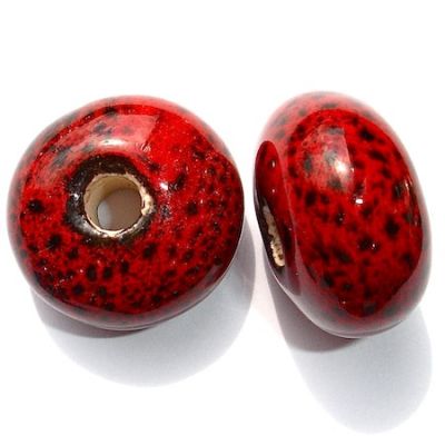 CE116 26x15mm Red Speckle Fat Ceramic Donut