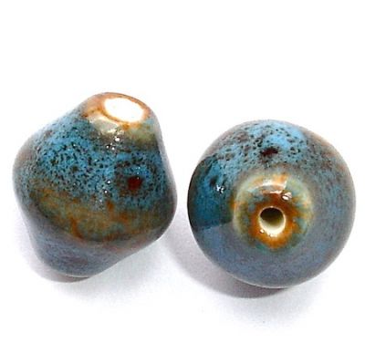 CE127 16x14mm Turquoise Speckle Rhomboid Ceramic Bead