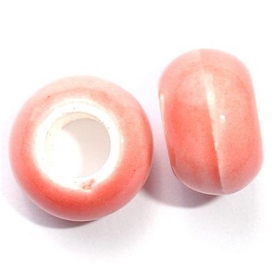 CE130 14x10mm Pale Pink Large Hole Ceramic Bead