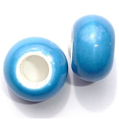 CE131 14x10mm Turquoise Large Hole Ceramic Bead
