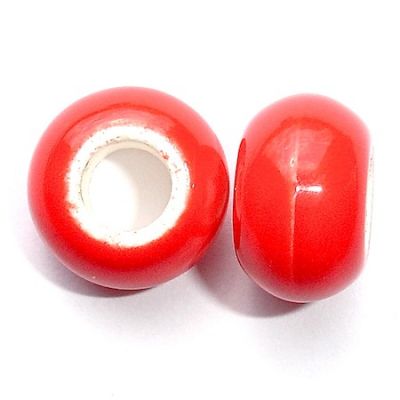 CE132 14x10mm Red Large Hole Ceramic Bead