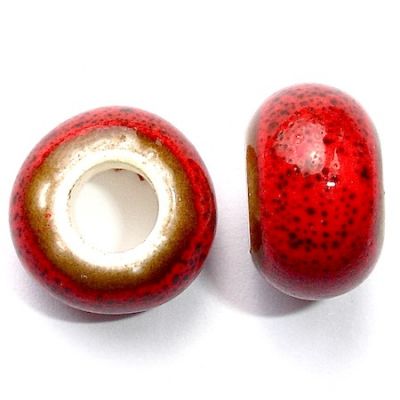 CE136 14x10mm Red Speckle Large Hole Ceramic Bead
