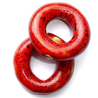 CE141 26mm Red Speckle Curved Ceramic Donut