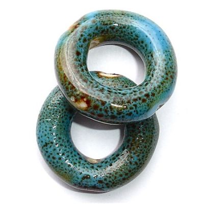 CE143 26mm Turquoise Speckle Curved Ceramic Donut
