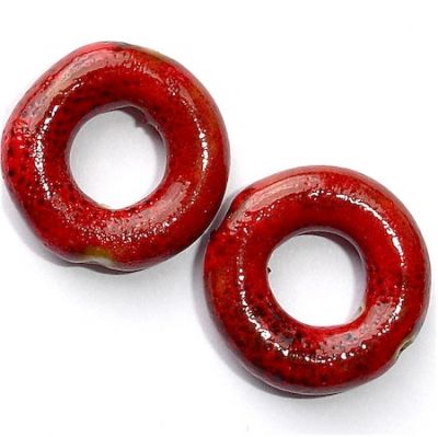 CE151 18mm Red Speckle Curved Ceramic Donut