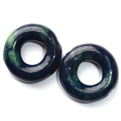 CE152 18mm Blue & Green Curved Ceramic Donut