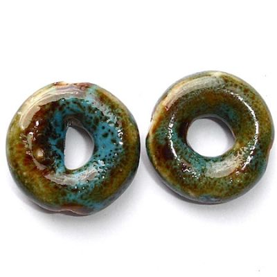 CE153 18mm Turquoise Speckle Curved Ceramic Donut
