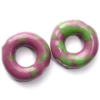 CE154 18mm Lilac & Green Curved Ceramic Donut