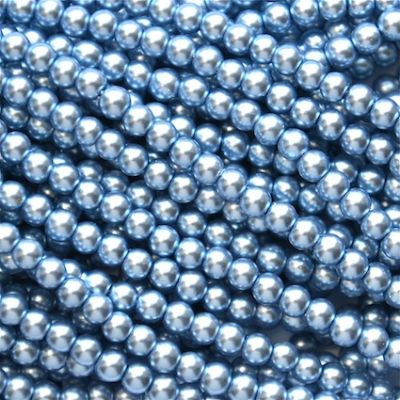 GP414 4mm Mid Blue Glass Pearls