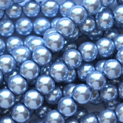 GP807 8mm Mid Blue Glass Pearls