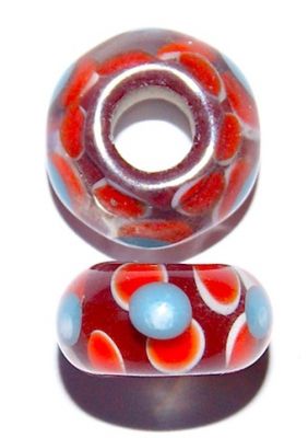 GL3210 Red and Turquoise large hole bead