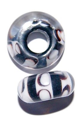 GL3211 Black and White Bubble large hole bead