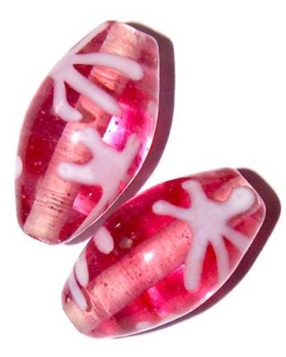 GL0703 Pink Oval Patterned Bead