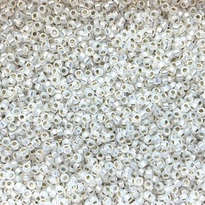 RC11-0551 Gilt Lined Opal Size 11 Seed Beads