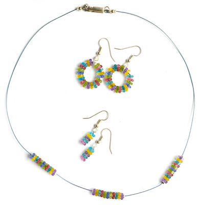 Tutti Frutti Necklace and Hoop earrings